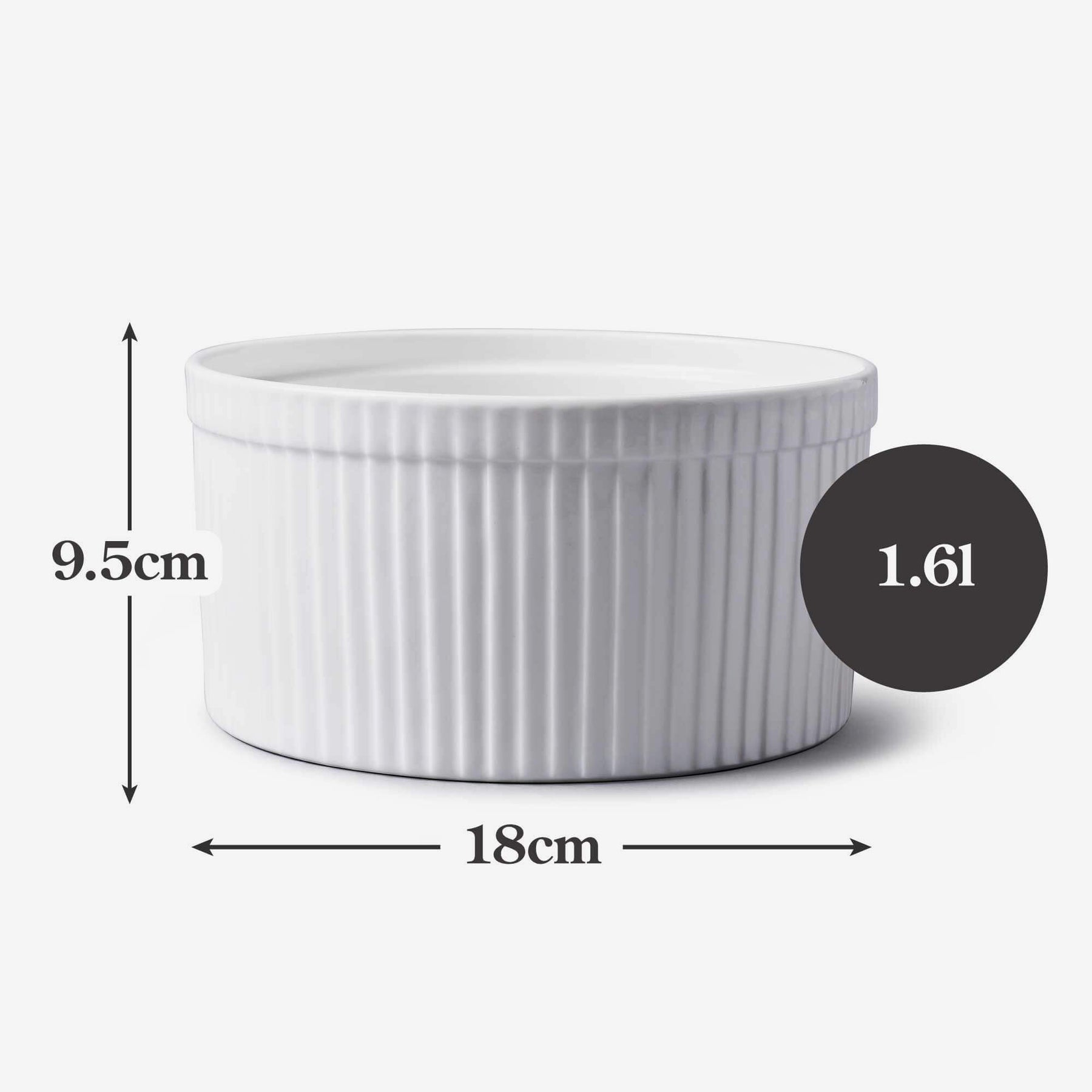 Porcelain Souffle Dish, Available in 3 Sizes