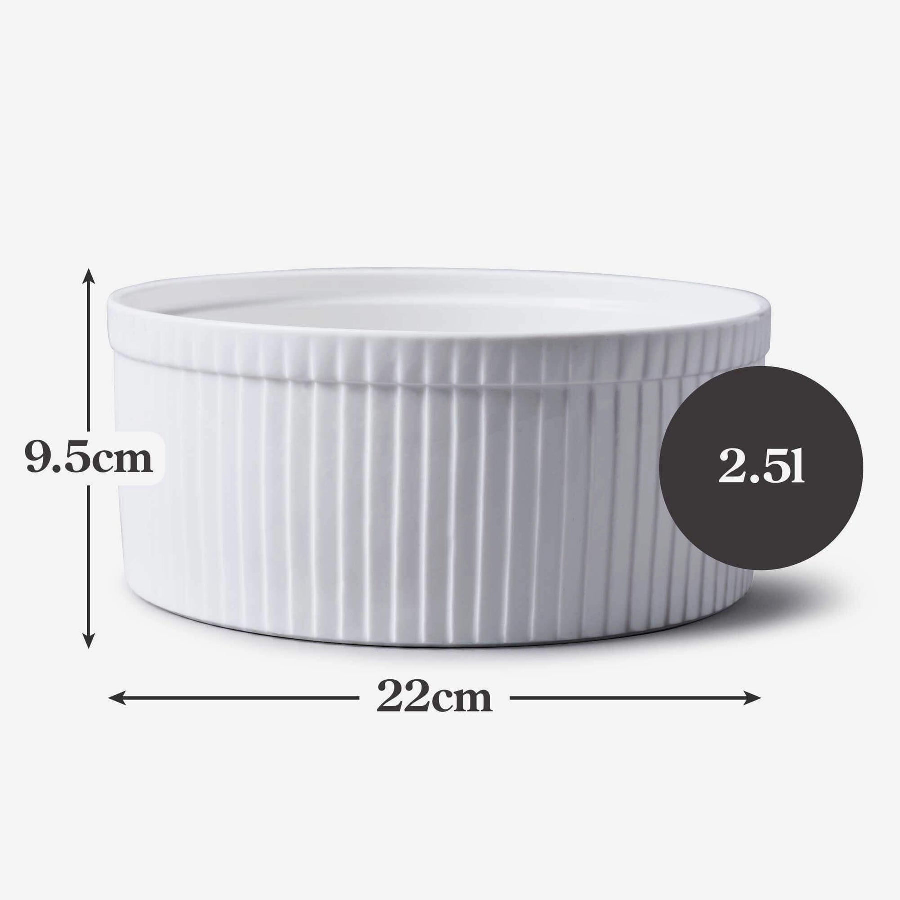 Porcelain Souffle Dish, Available in 3 Sizes