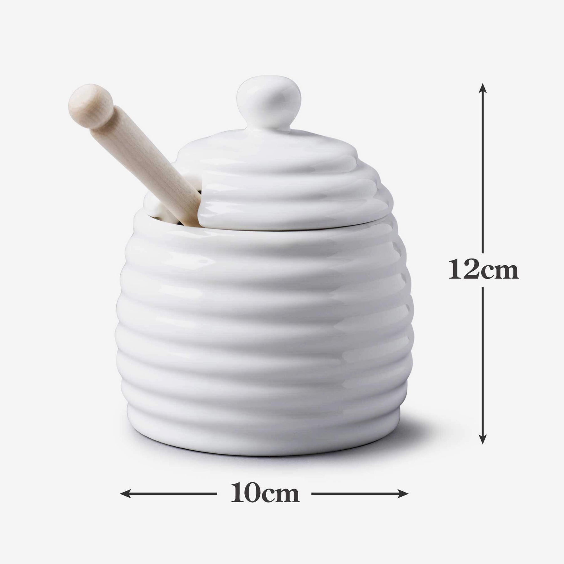 Porcelain Honey Pot with Wooden Dipper