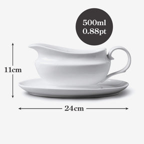 Porcelain Traditional Gravy Boat with Saucer