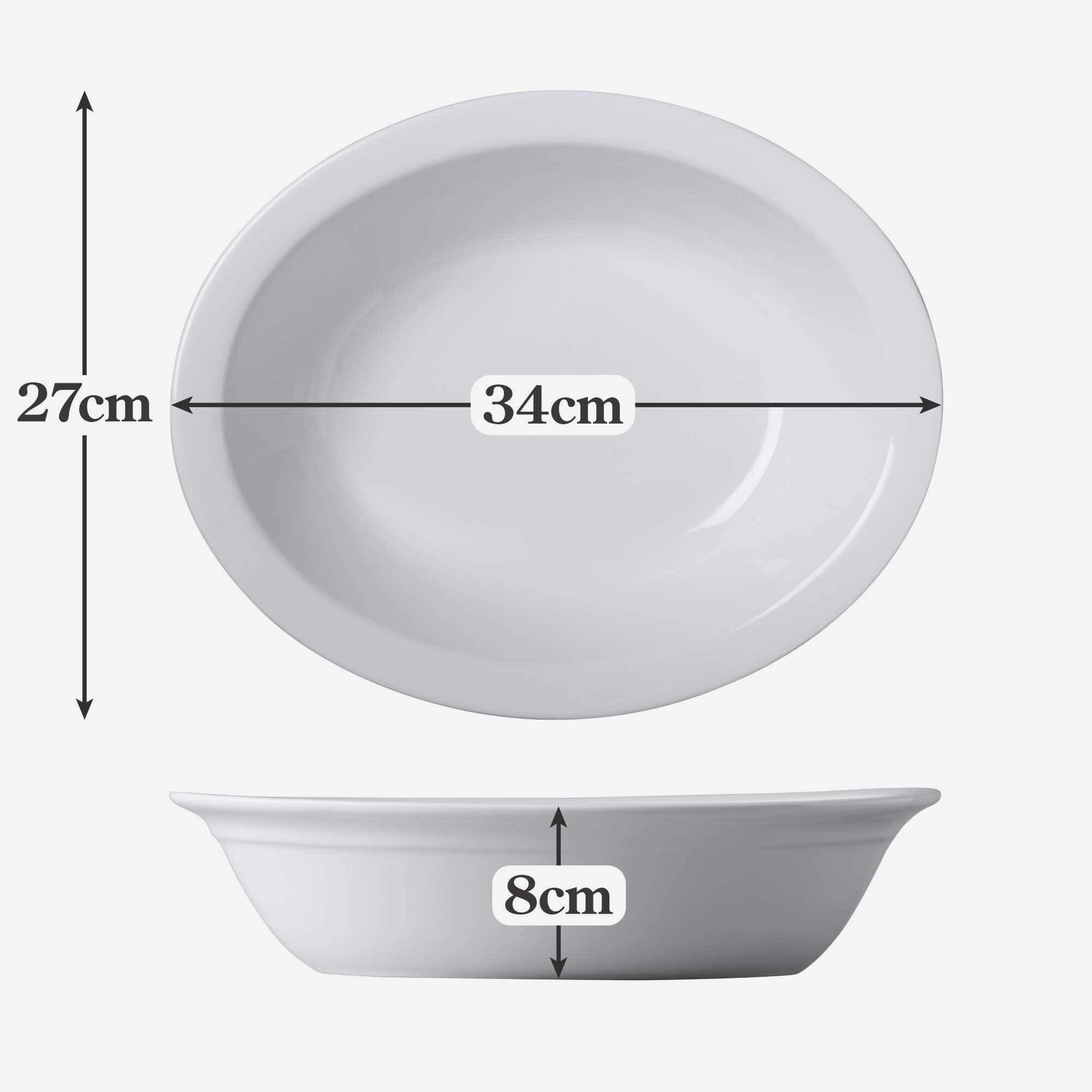 Porcelain Oval Pie Dish, Available in 5 Sizes