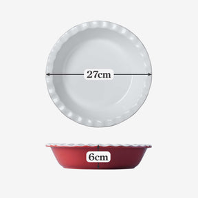 Porcelain Round Pie Dish with Crinkle Crust Rim