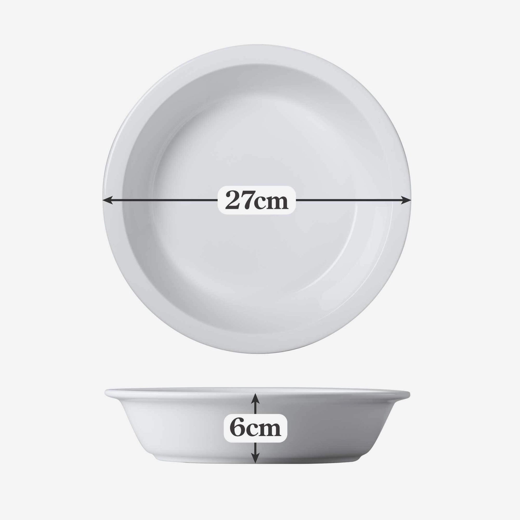 Porcelain Round Straight Edge Pie Dish, Available in 2 Sizes