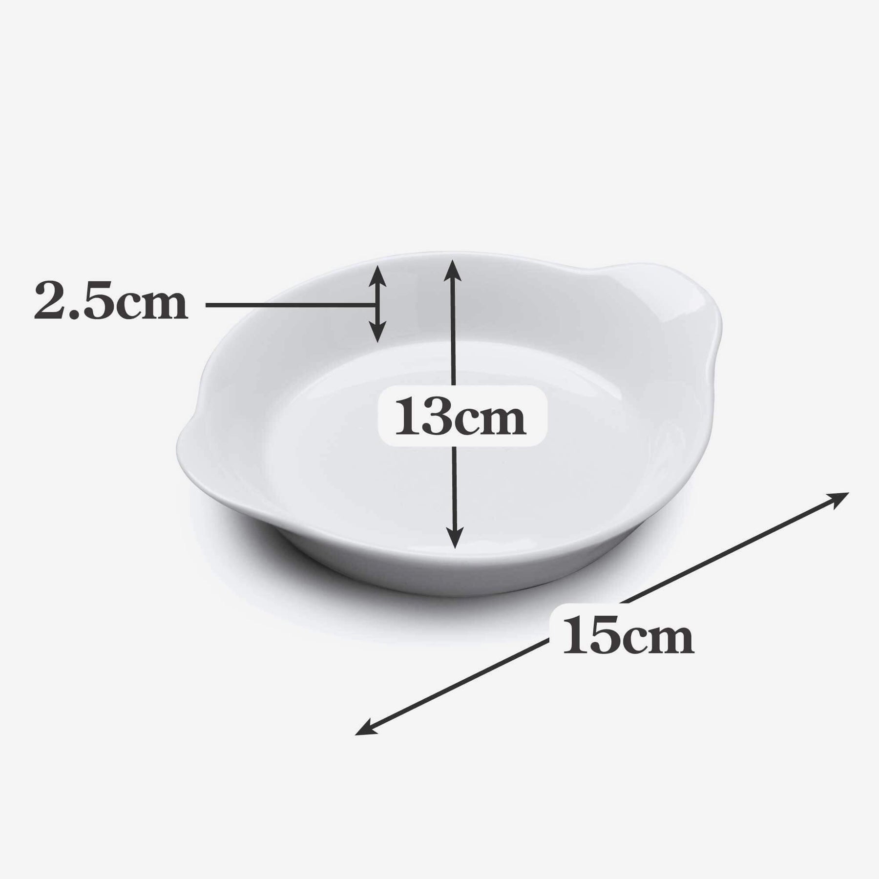 Porcelain Round Gratin Dish, Available in 3 Sizes