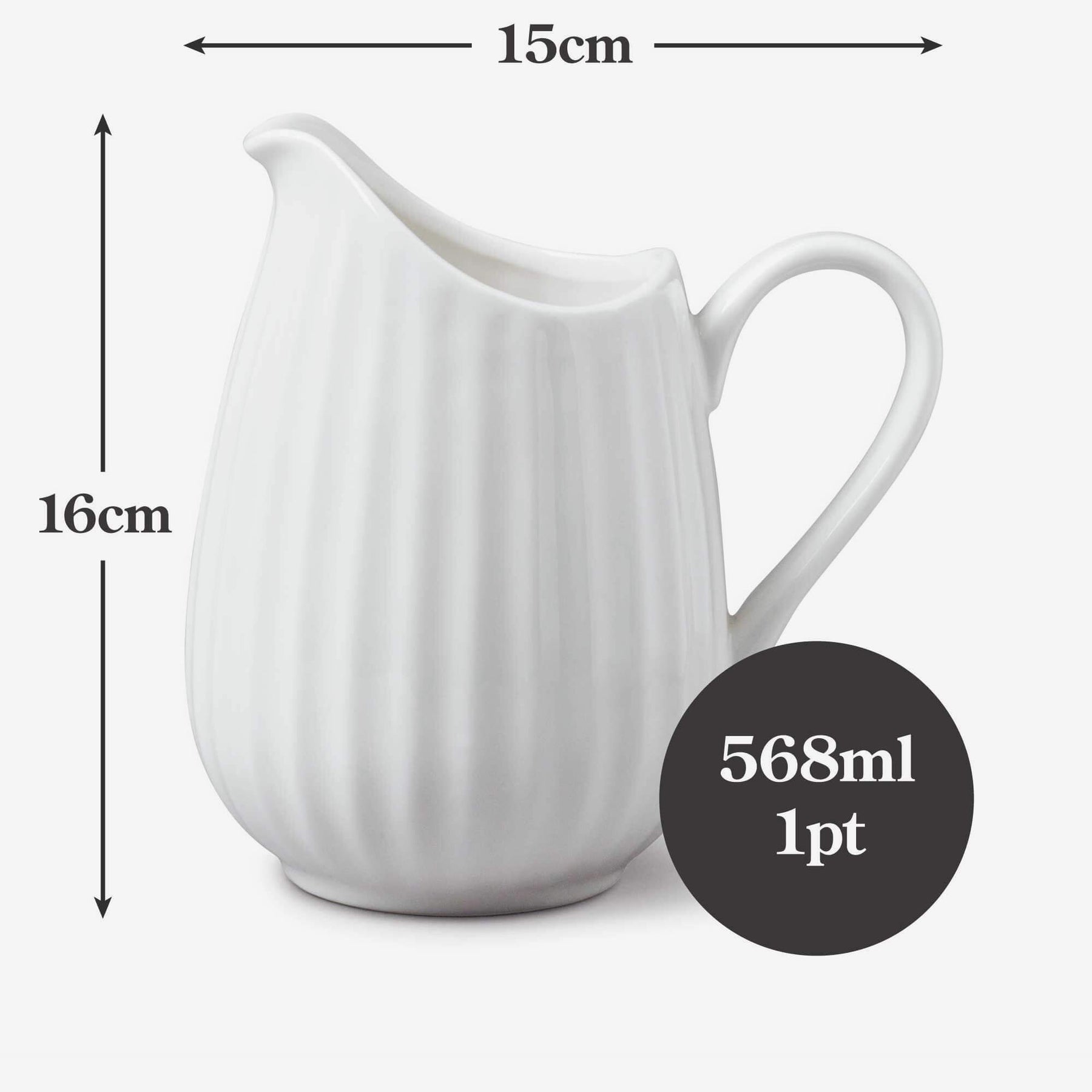 Porcelain Fluted Jug, Available in 3 Sizes