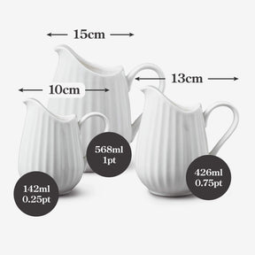 Porcelain Fluted Jug, Set of 3