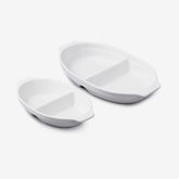 Porcelain Divided Dish, Set of 2