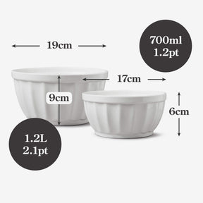 Porcelain Fluted Bowl, Set of 2