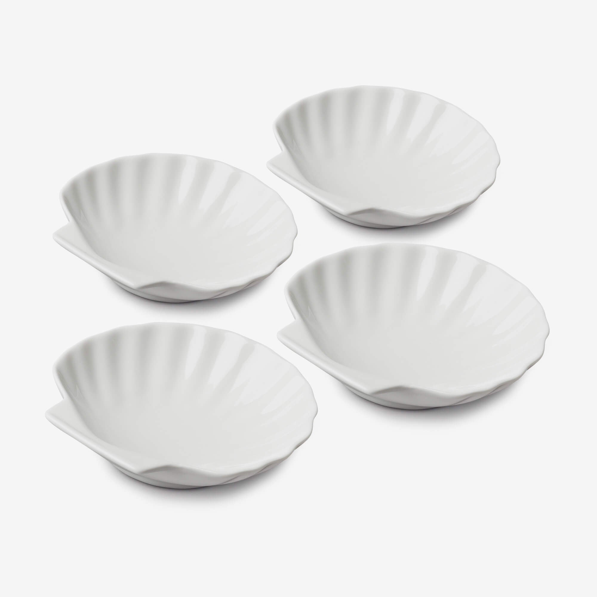 Porcelain Shell Dishes, Set of 4, Available in 3 Sizes