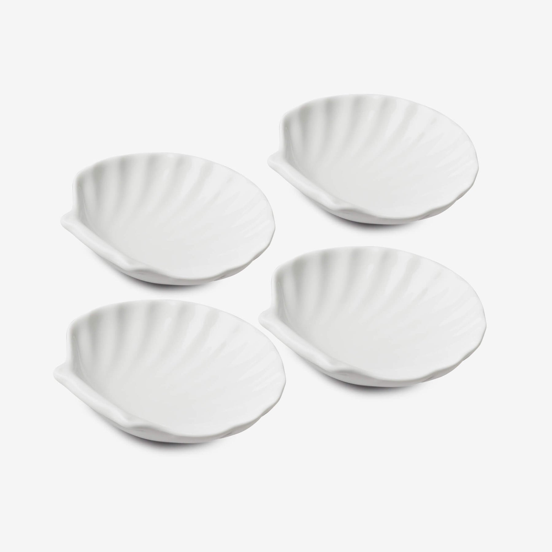 Porcelain Shell Dishes, Set of 4, Available in 3 Sizes