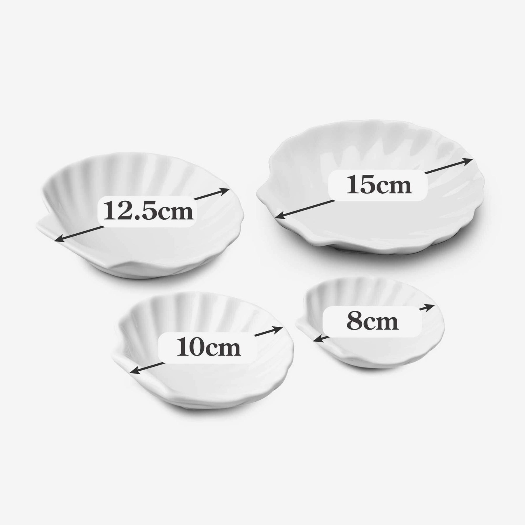 Porcelain Shell Dish, Set of 4