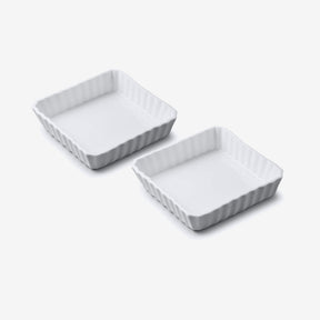 Porcelain Square Flan Dish, Set of 2