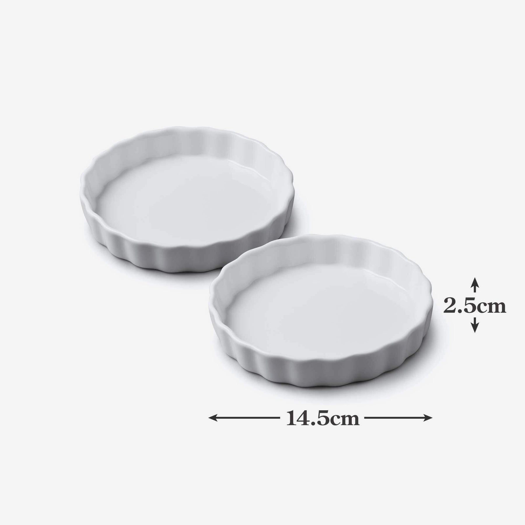 Porcelain Round Flan Dish (13cm), Set of 2
