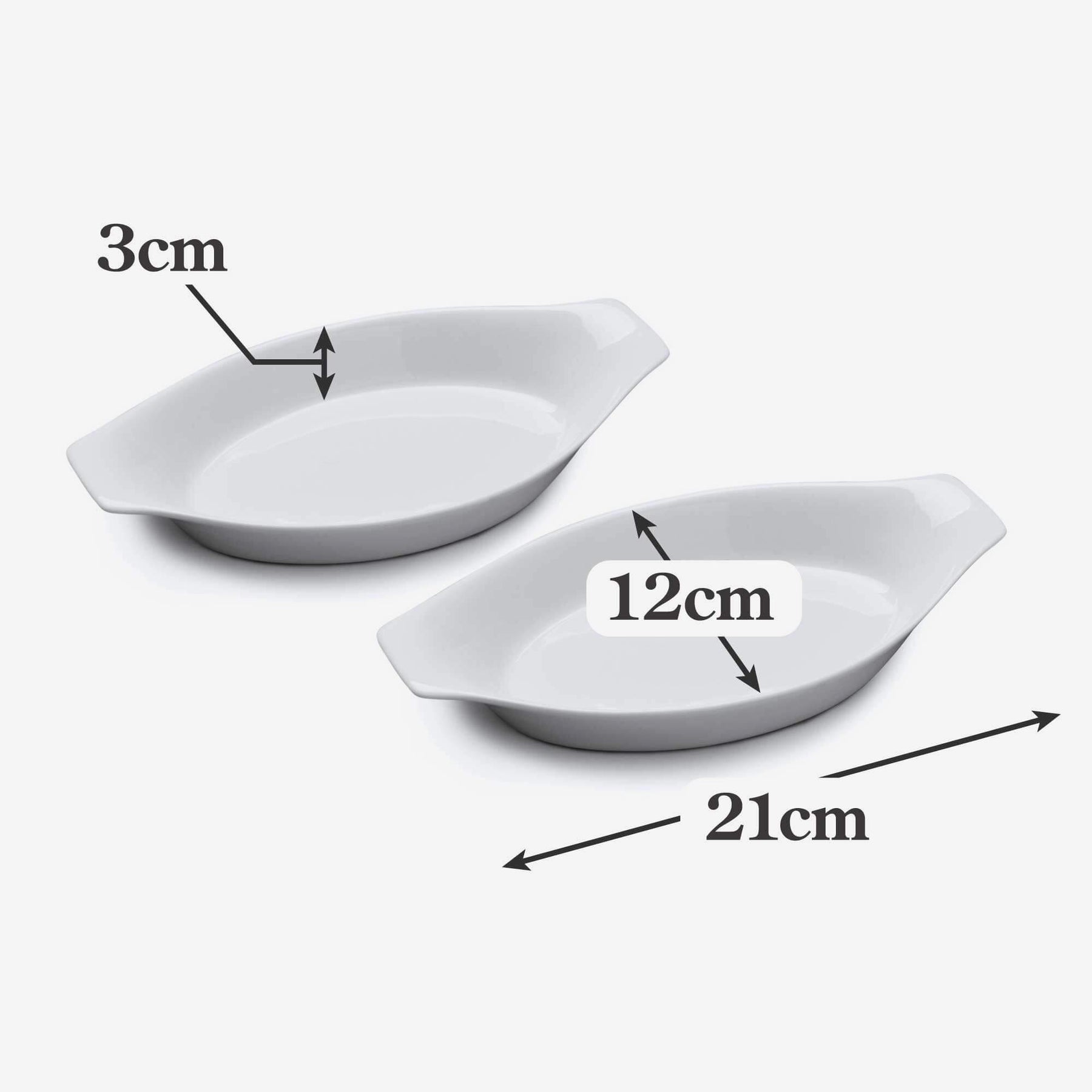 Porcelain Oval Gratin Dish (21cm), Set of 2