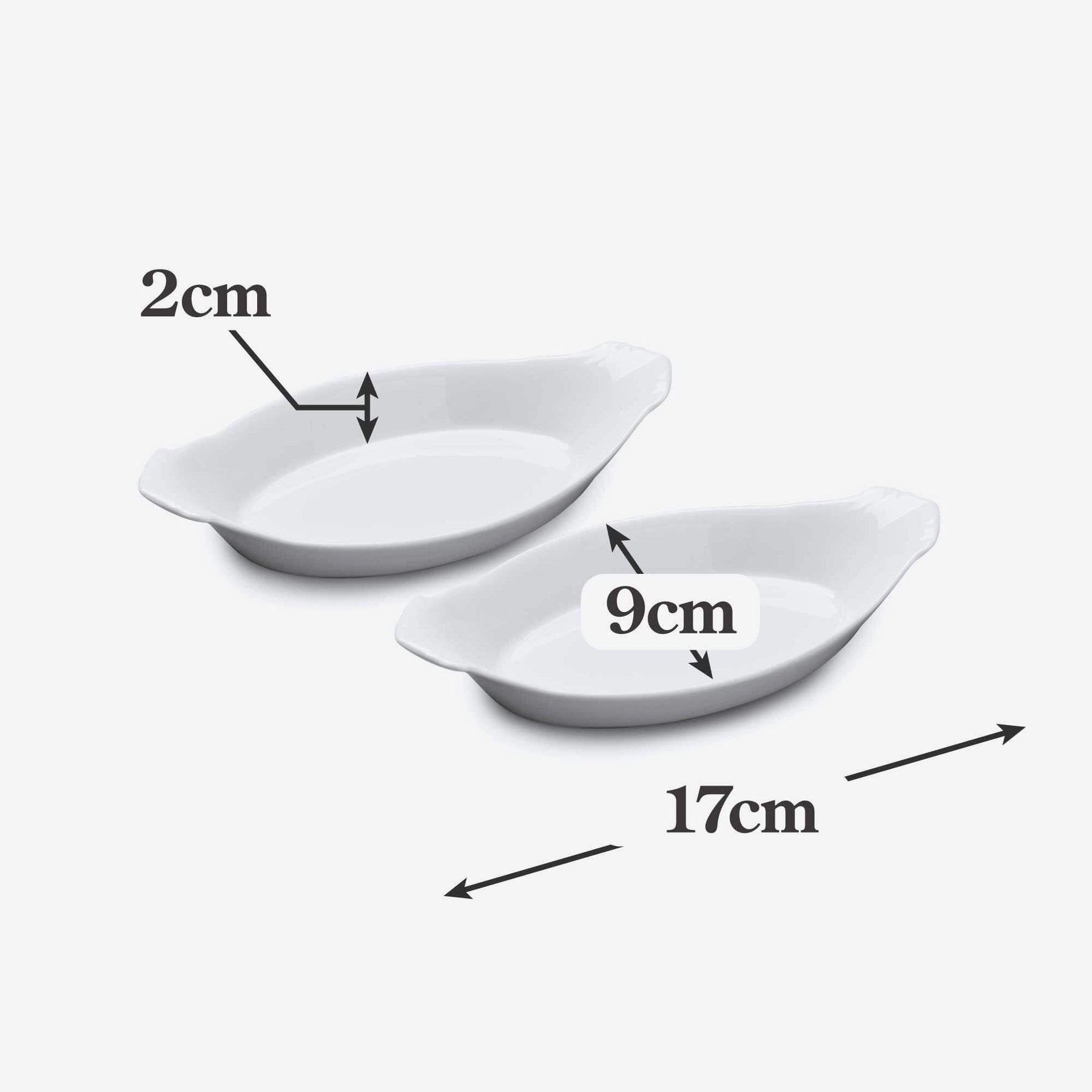 Porcelain Traditional Oval Gratin Dish, Set of 2