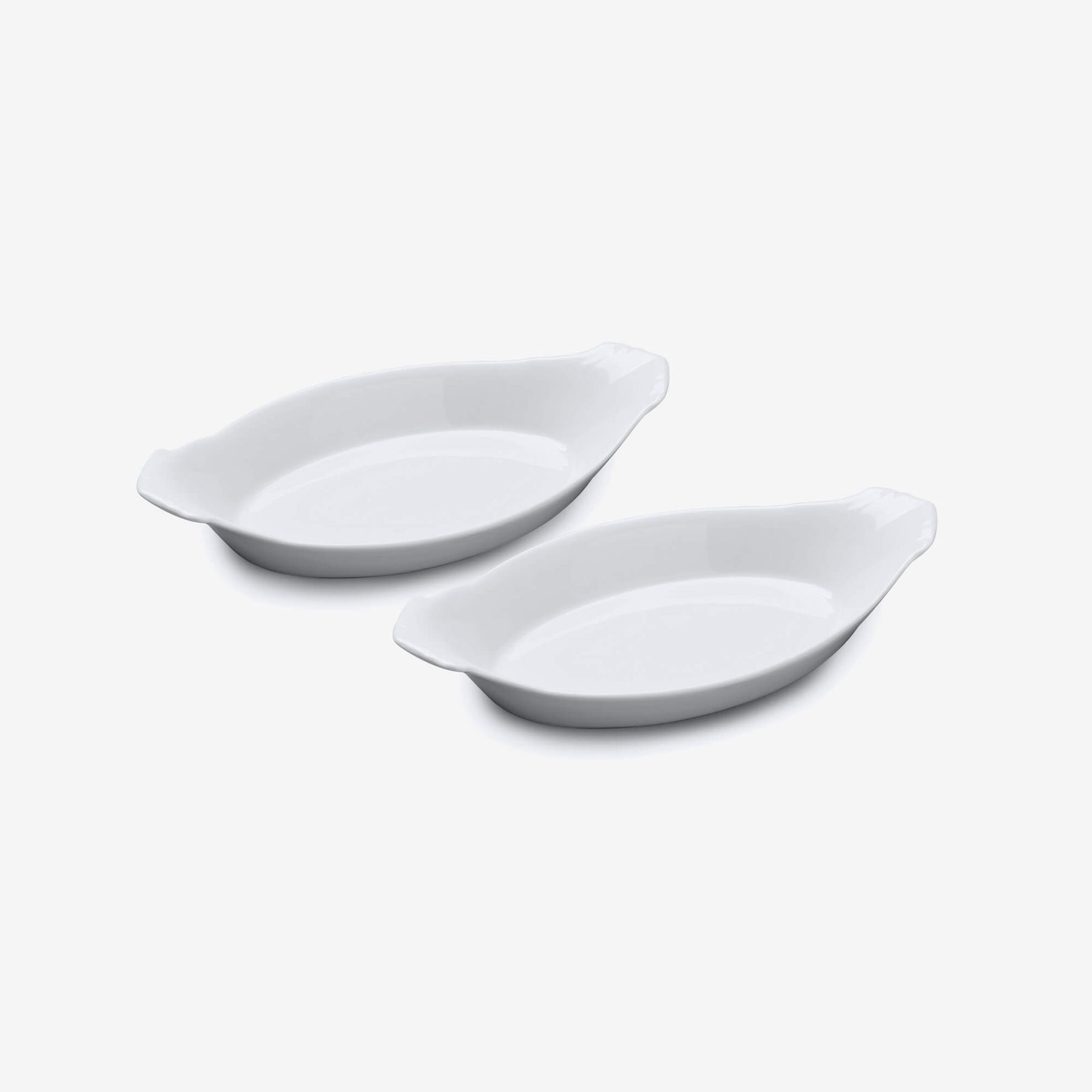 Porcelain Traditional Oval Gratin Dish, Set of 2