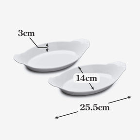 Porcelain Traditional Oval Gratin Dish, Set of 2