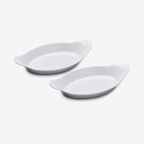 Porcelain Traditional Oval Gratin Dish, Set of 2