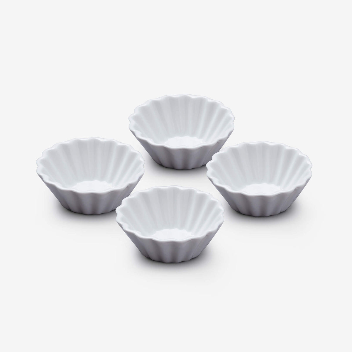 Porcelain Mini Crinkle Shaped Dish, Set of 4