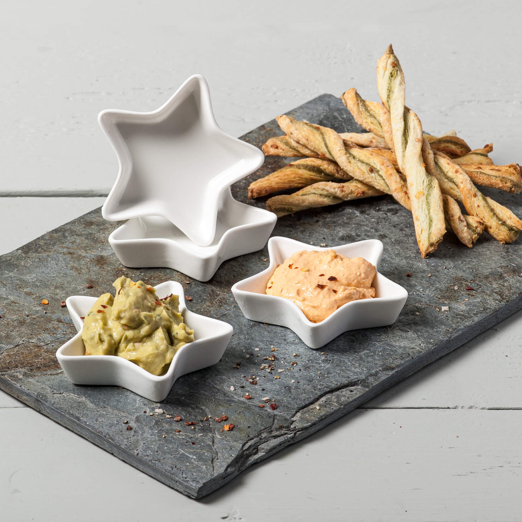 Porcelain Mini Star Dish, Set of 4