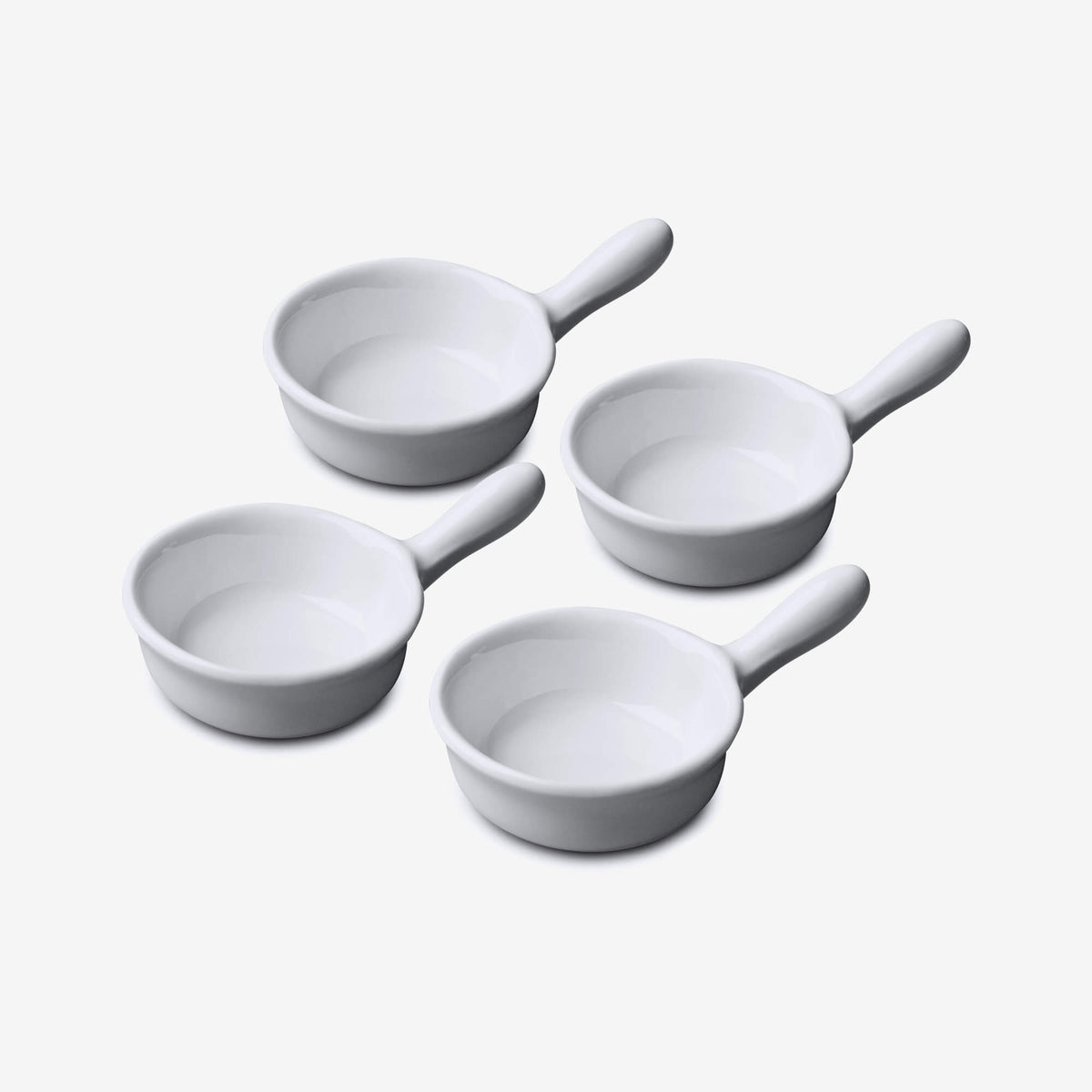 Porcelain Mini Serving Dish with Handle, Set of 4