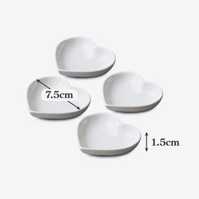 Porcelain Mini Heart Shaped Dish, Set of 4