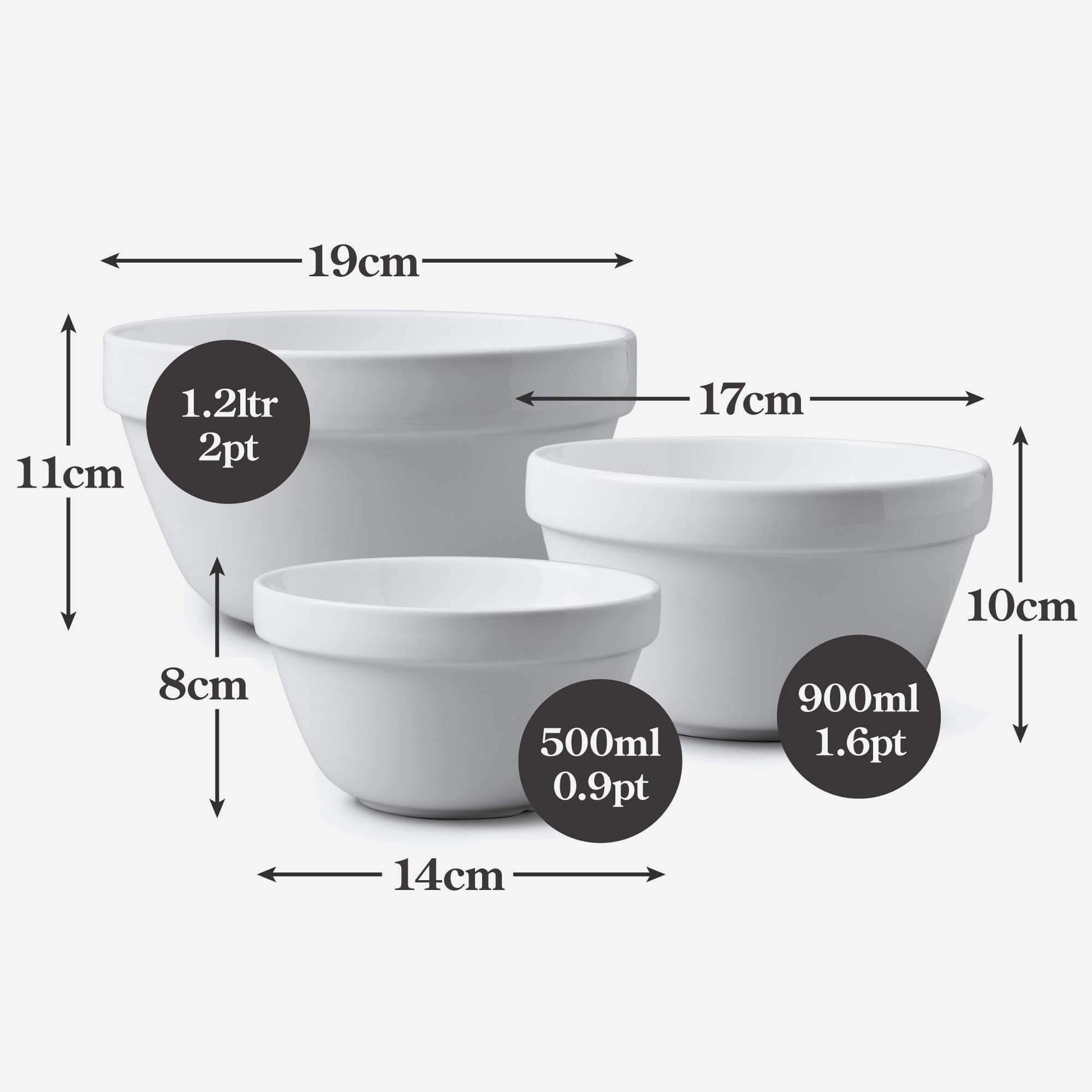 Porcelain Pudding Basin, Set of 3
