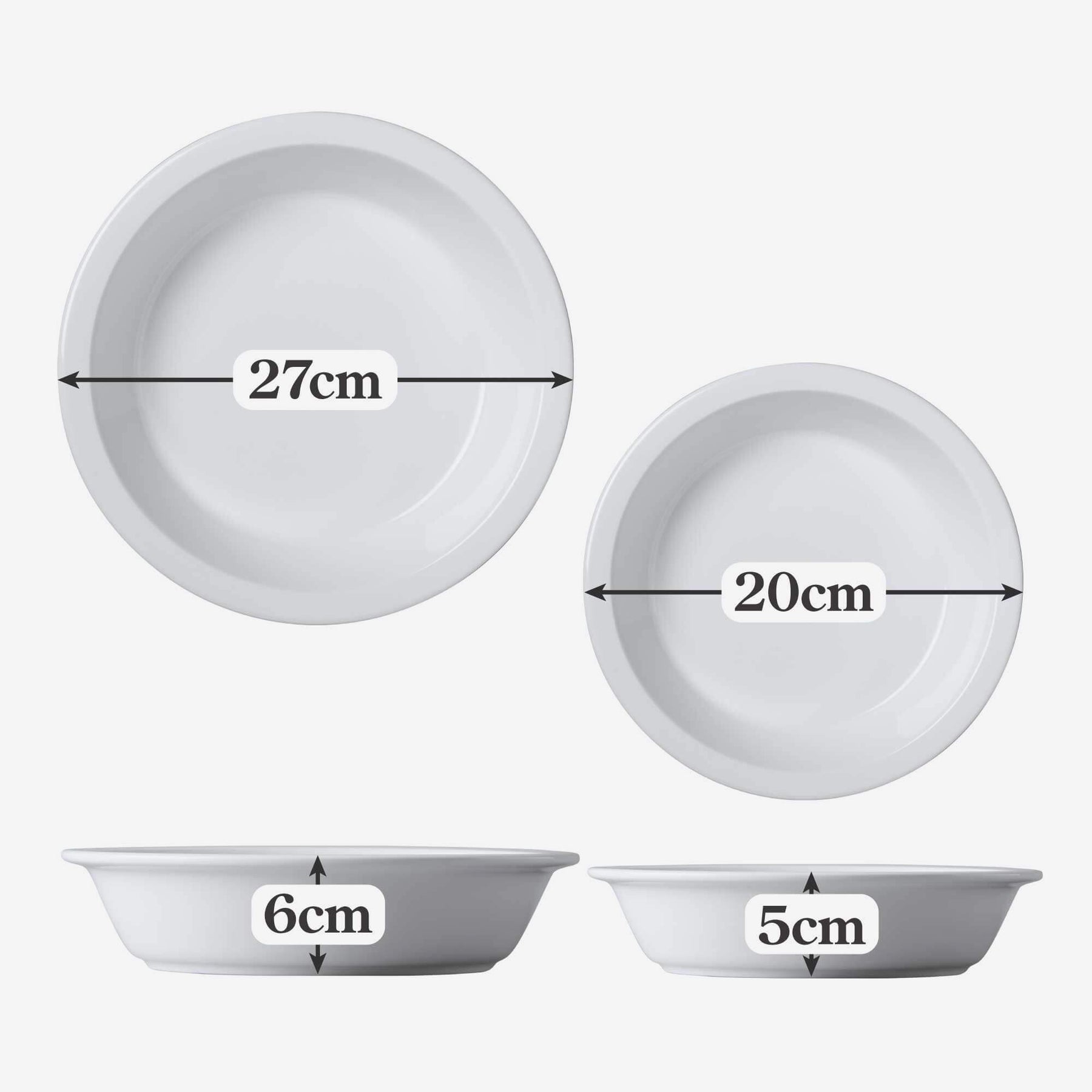 Porcelain Round Straight Edge Pie Dish, Set of 2