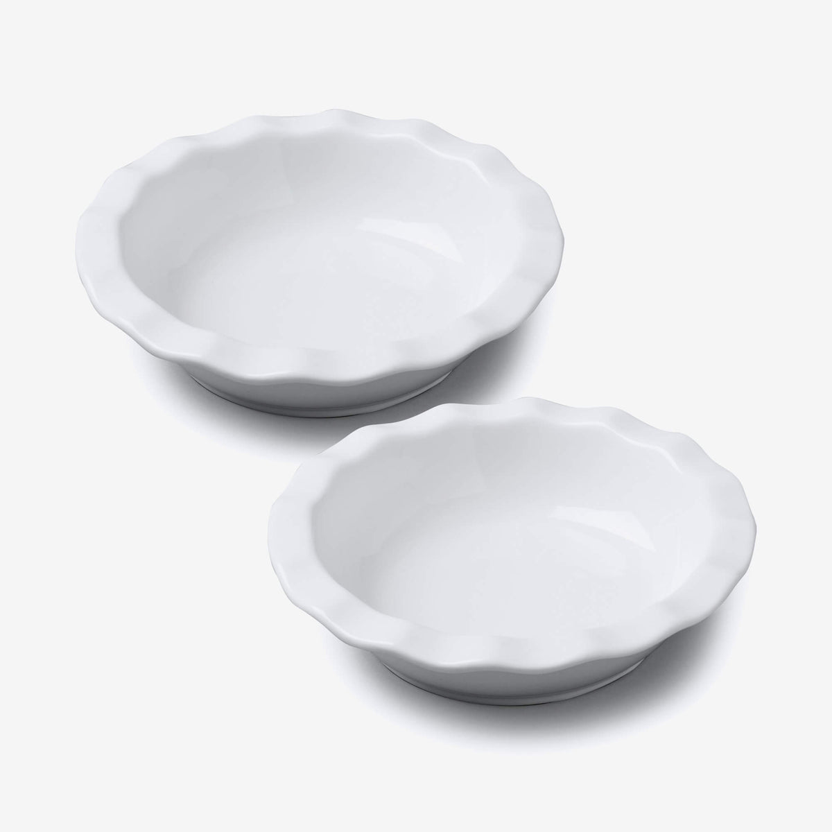 Porcelain Individual Round Pie Dish with Crinkle Crust Rim, Set of 2