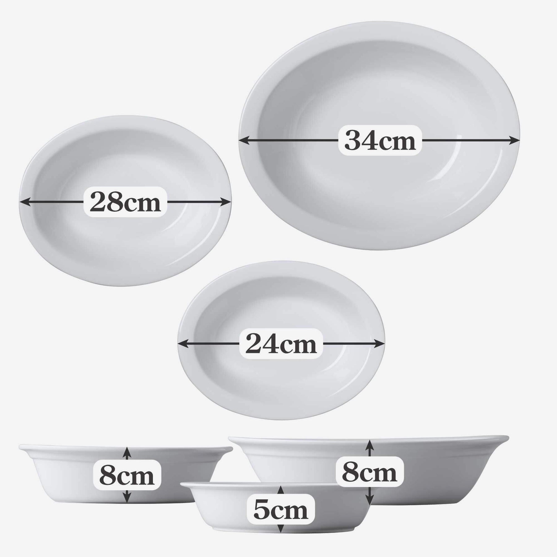 Porcelain Oval Pie Dish, Set of 3