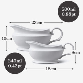 Porcelain Gravy & Sauce Boat, Set of 2