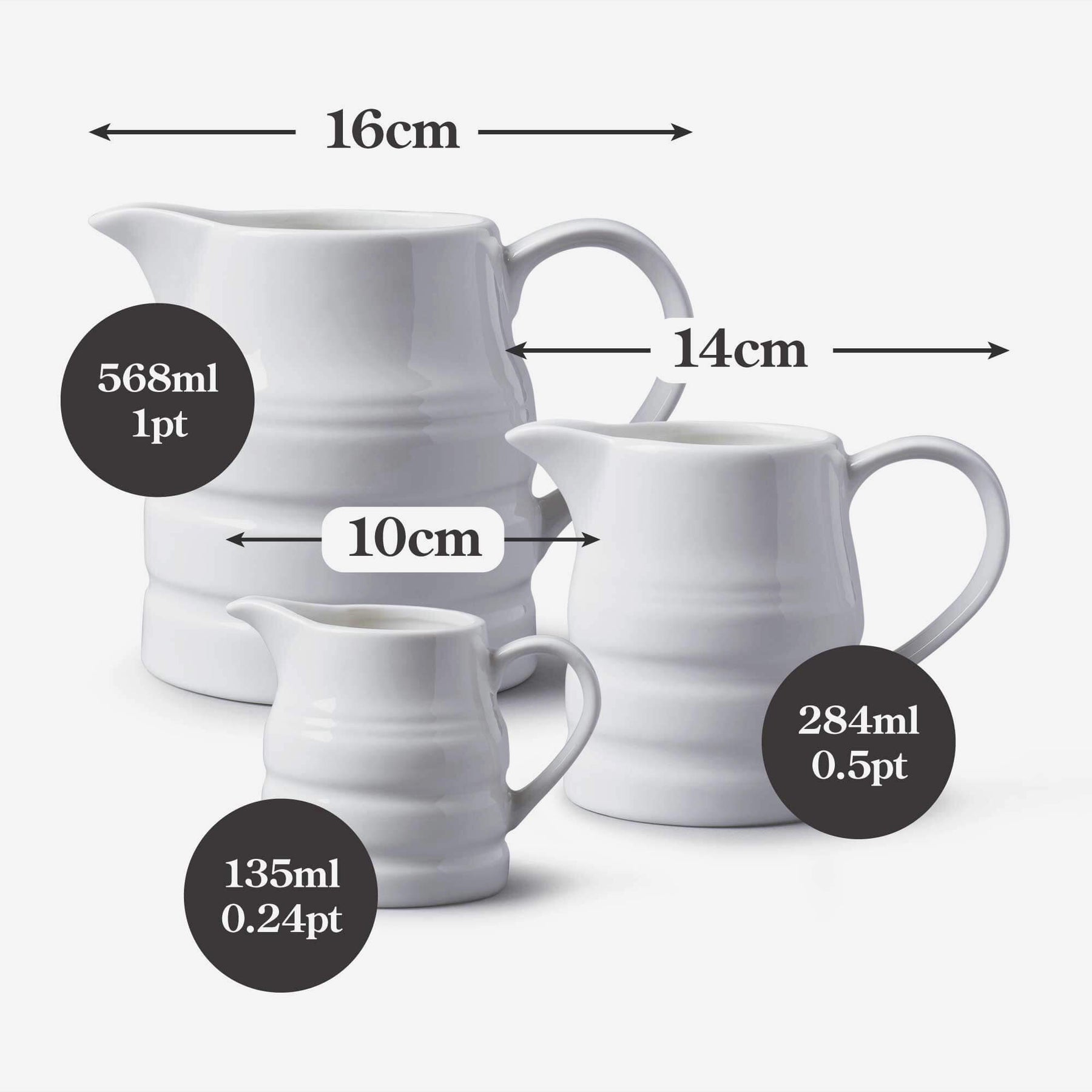 Porcelain Traditional Churn Jug, Set of 3