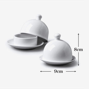 Porcelain Butter Pat with Lid, Set of 2