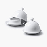 Porcelain Butter Pat with Lid, Set of 2