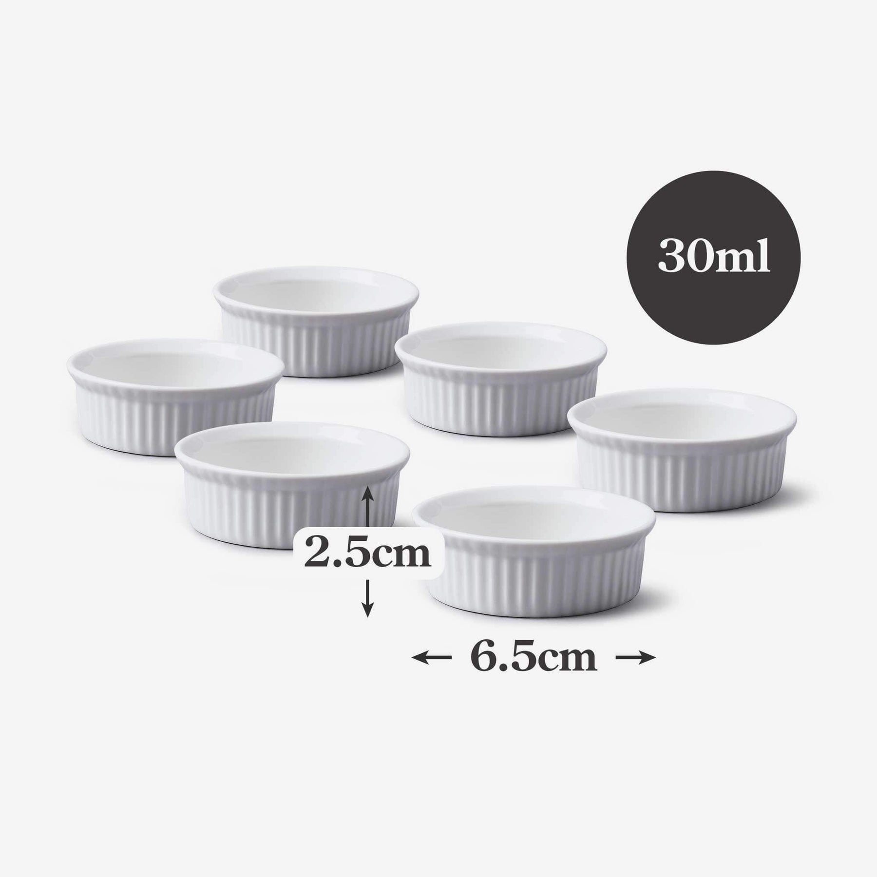 Porcelain Mini Ramekin (6.5cm), Set of 6