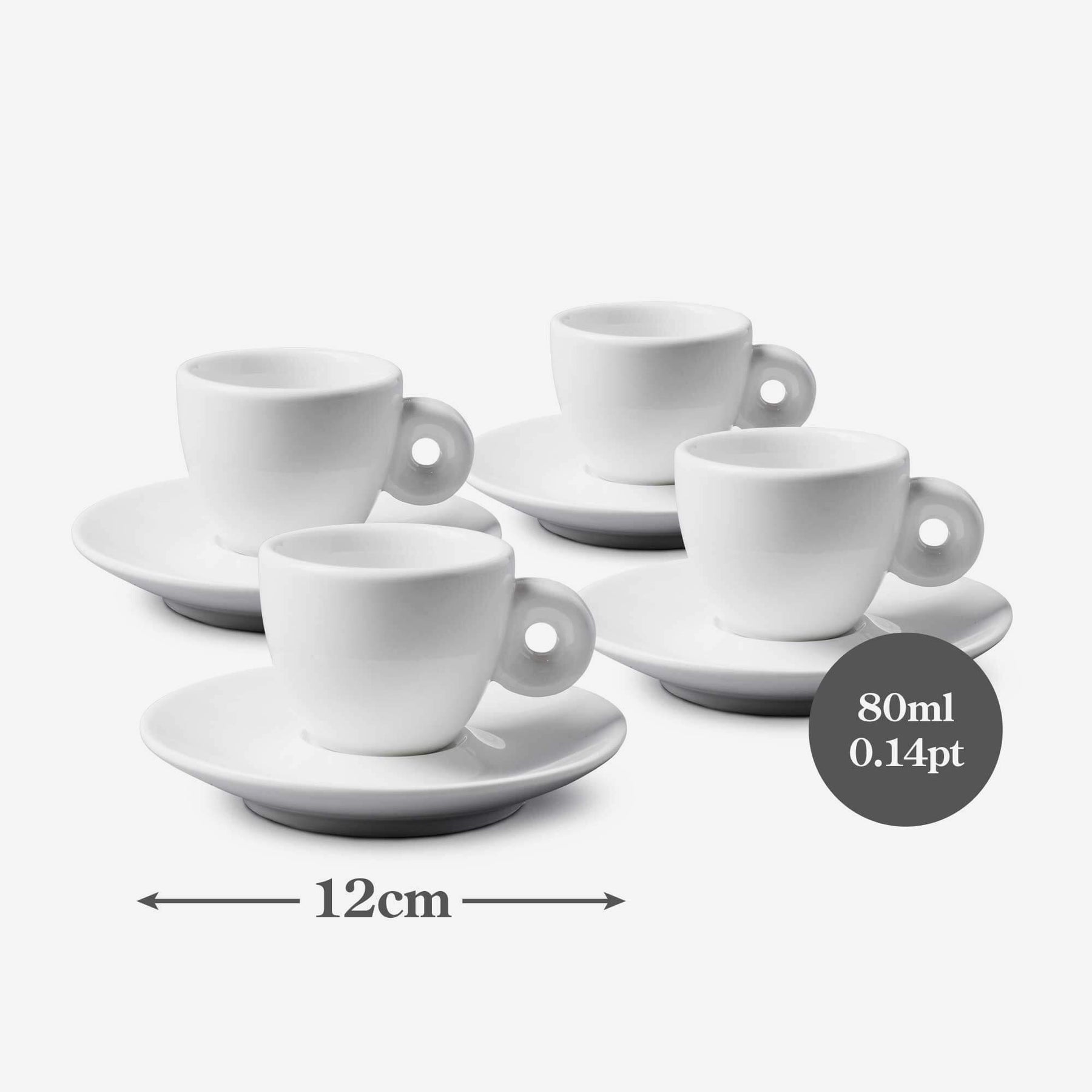 Porcelain Espresso Cup & Saucer, Set of 4