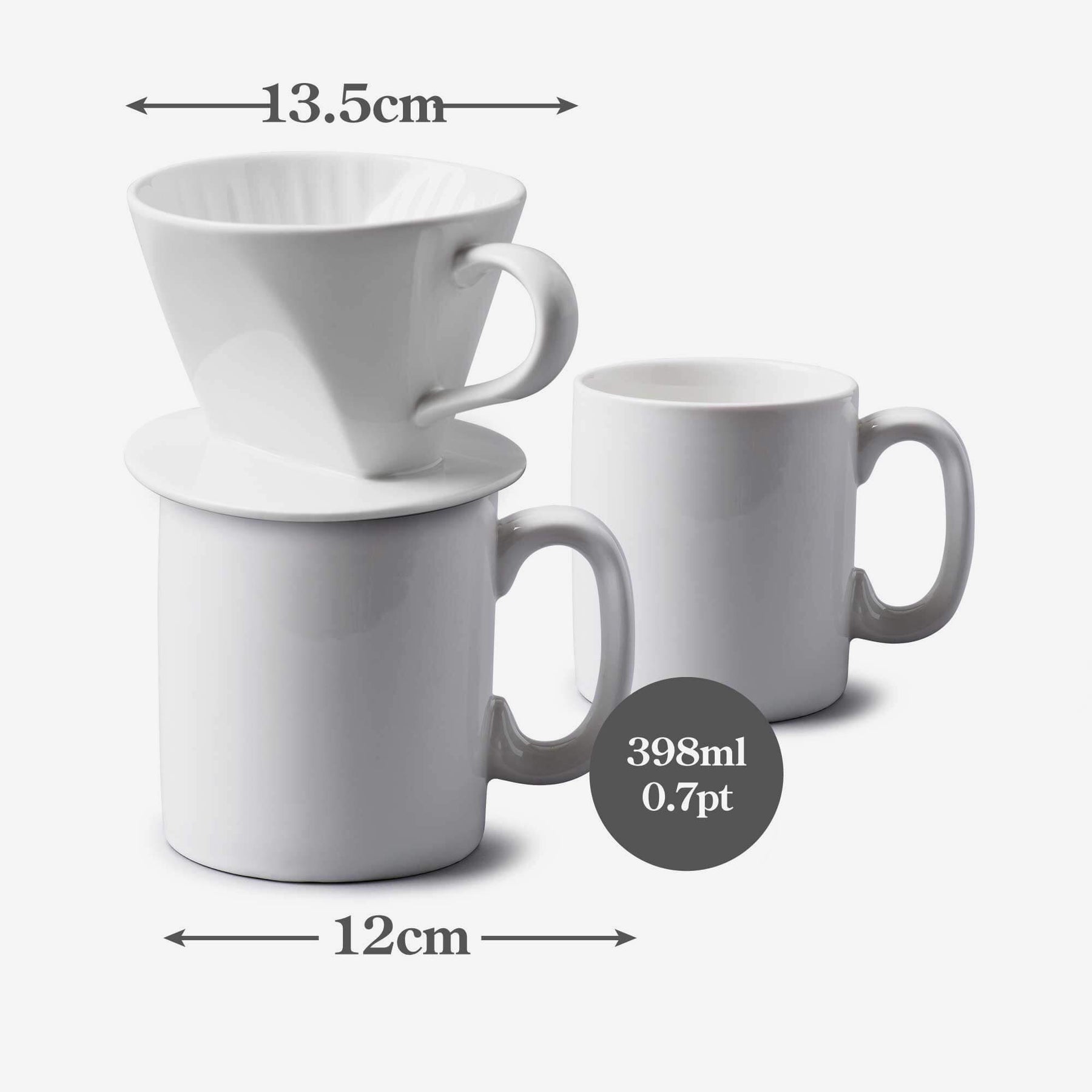 Porcelain Mug & Coffee Filter Cone Set