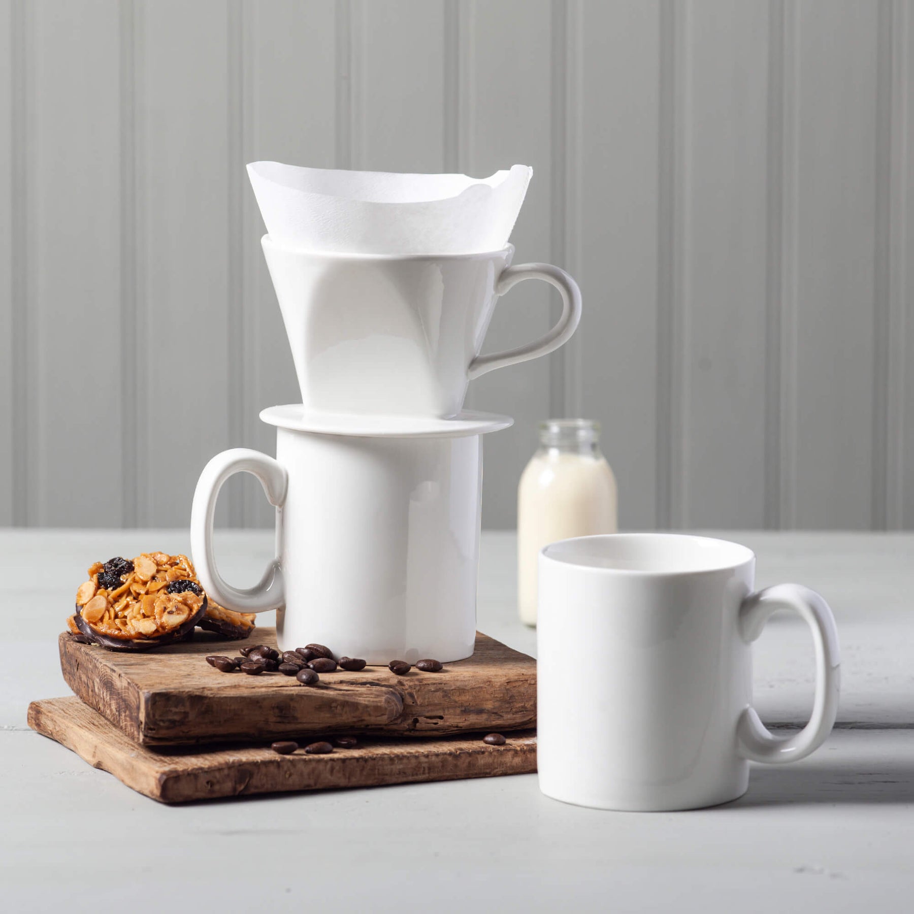 Porcelain Mug & Coffee Filter Cone Set
