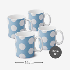 Porcelain Spotty Mug, 1 Pint, Set of 4