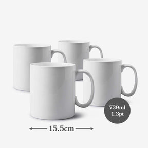 Porcelain Extra Large Mug, 1.2 Pint, Set of 4