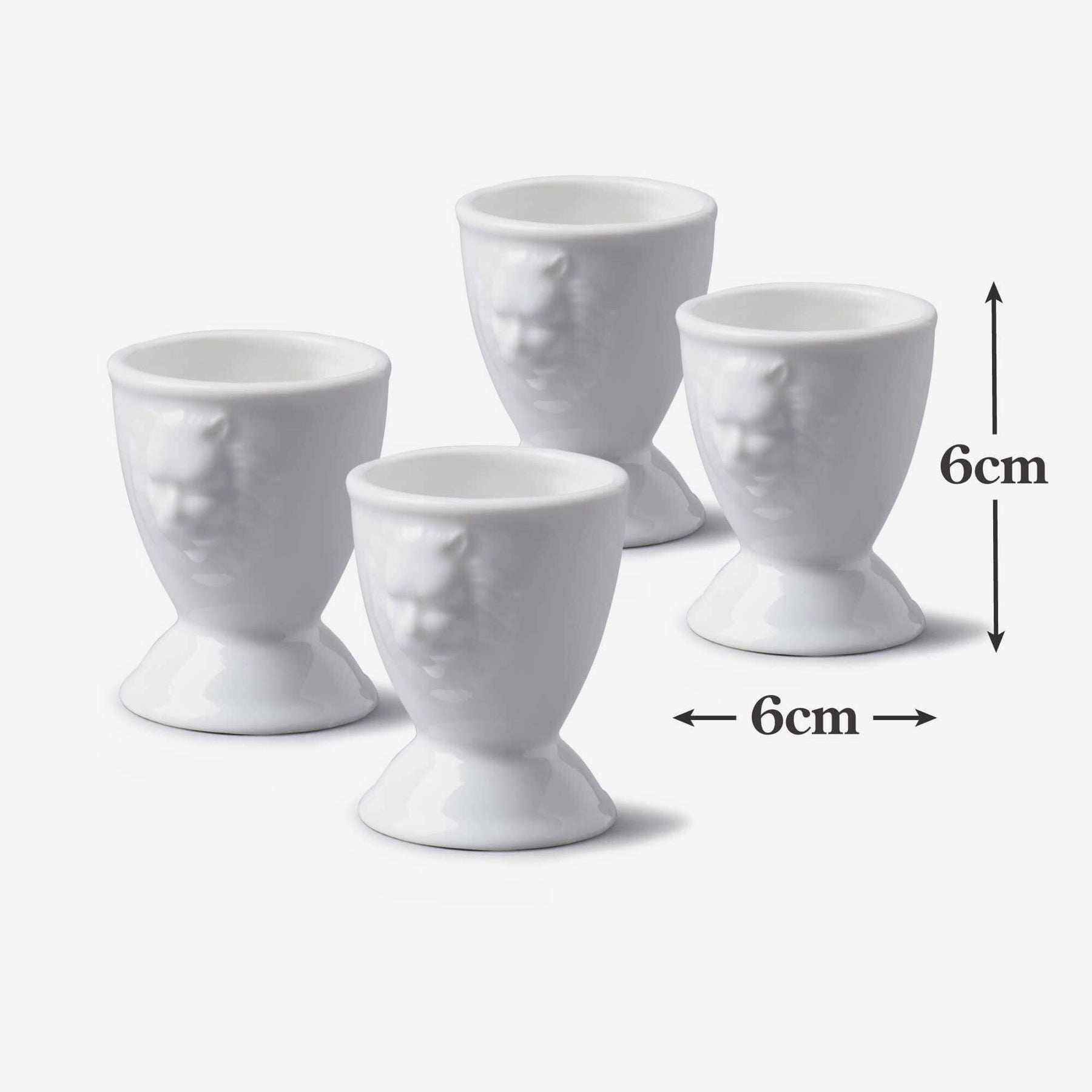 Porcelain Lion Head Single Egg Cup, Set of 4