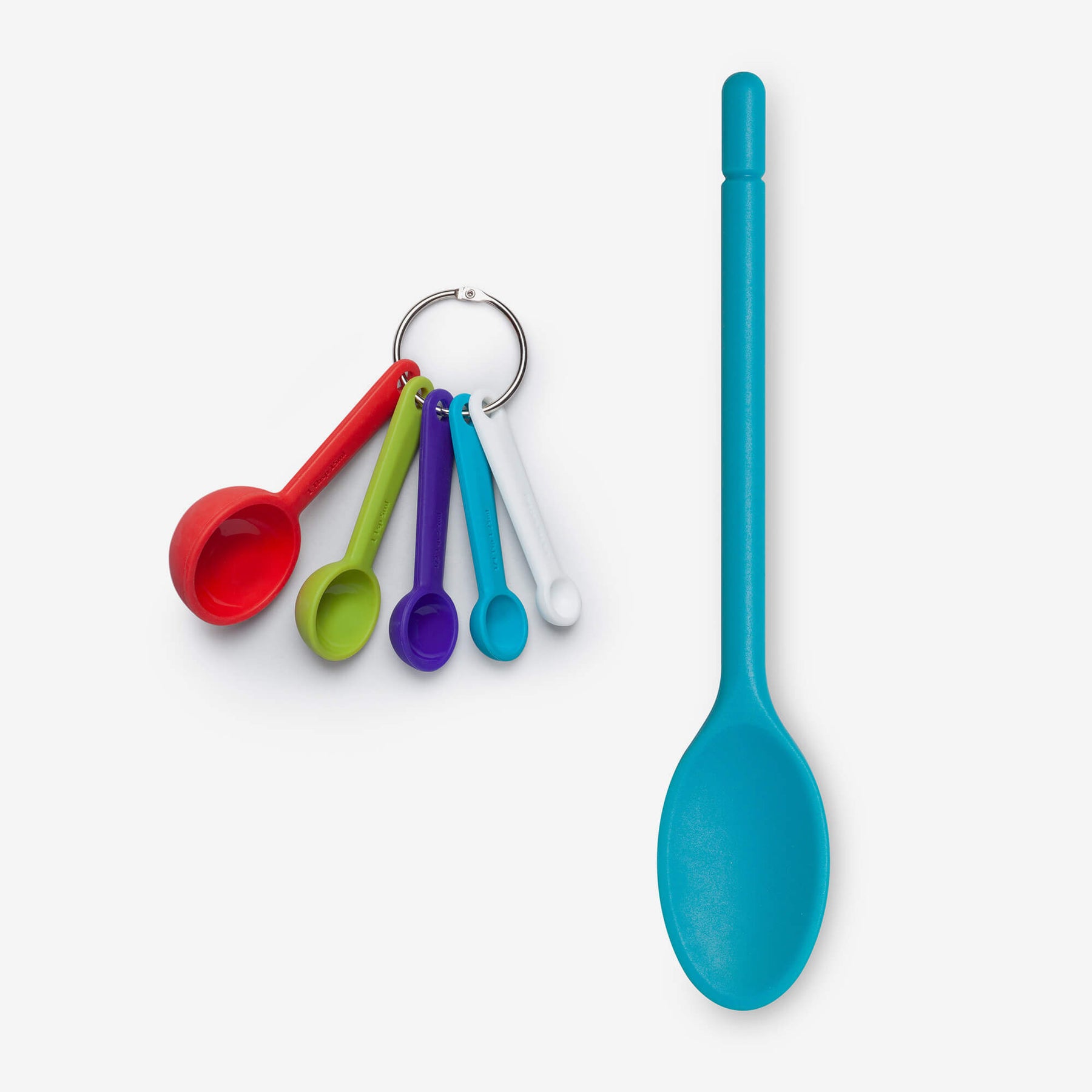 Set of 12 Teal & Taupe Measuring Spoons, Plastic Sold by at Home