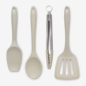 Silicone Kitchen Tongs, Slotted Turner, Spoon & Spatula Spoon Set