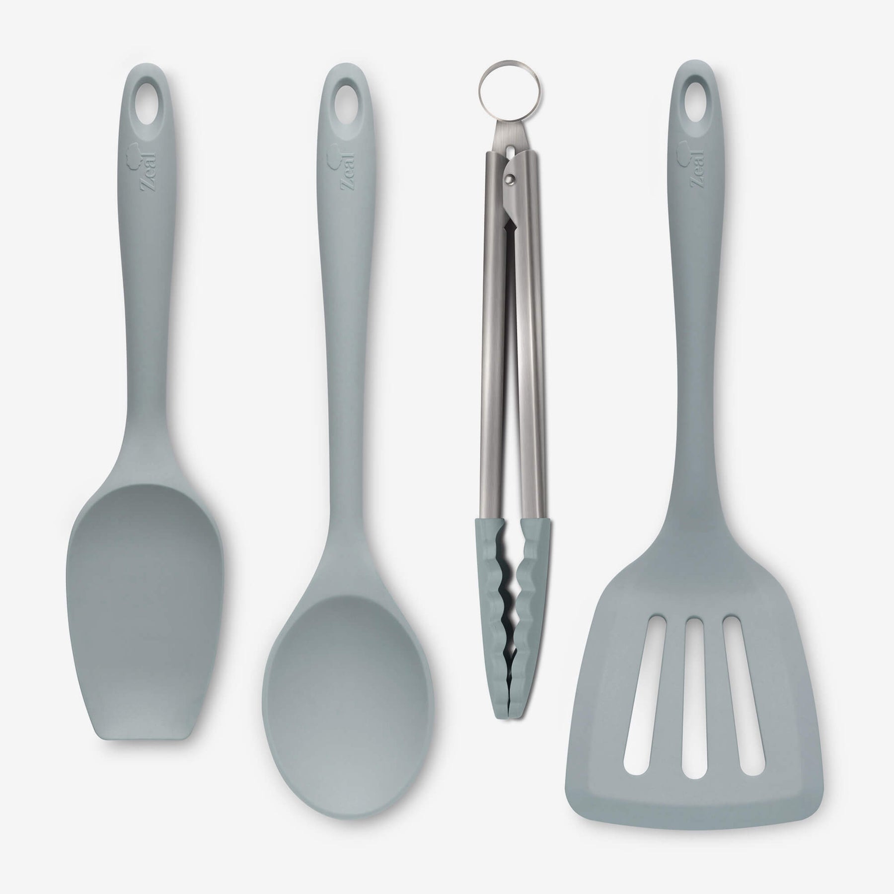 Silicone Kitchen Tongs, Slotted Turner, Spoon & Spatula Spoon Set