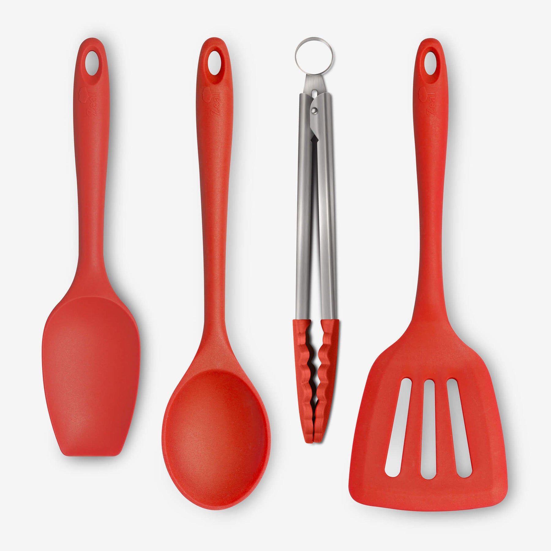 Silicone Kitchen Tongs, Slotted Turner, Spoon & Spatula Spoon Set