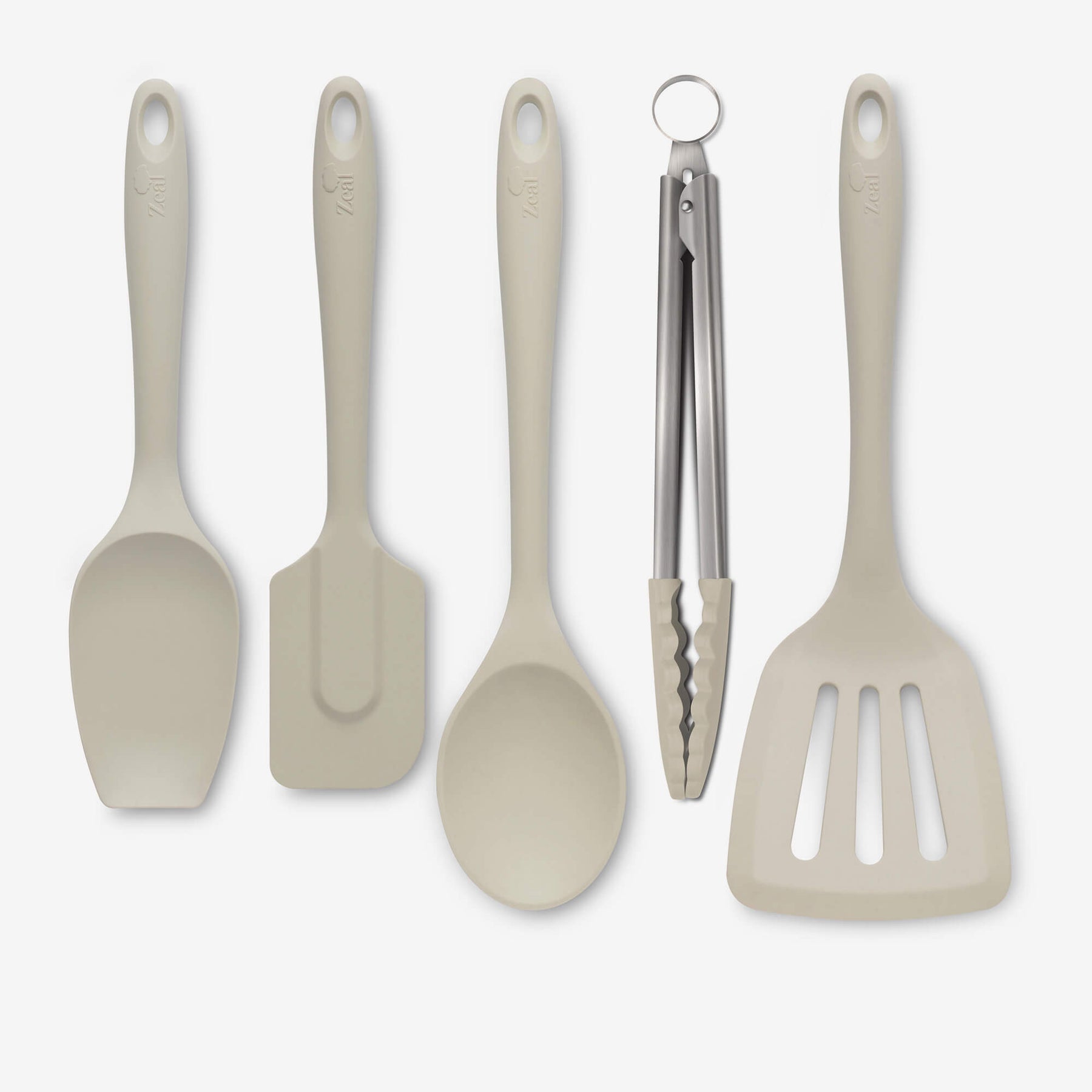 Silicone Kitchen Tongs, Slotted Turner, Spoon, Spatula Spoon & Spatula Set