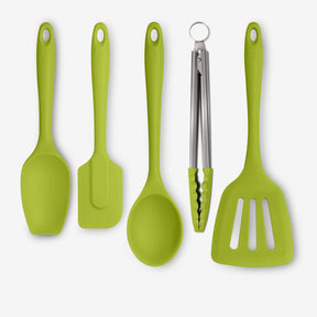 Silicone Kitchen Tongs, Slotted Turner, Spoon, Spatula Spoon & Spatula Set