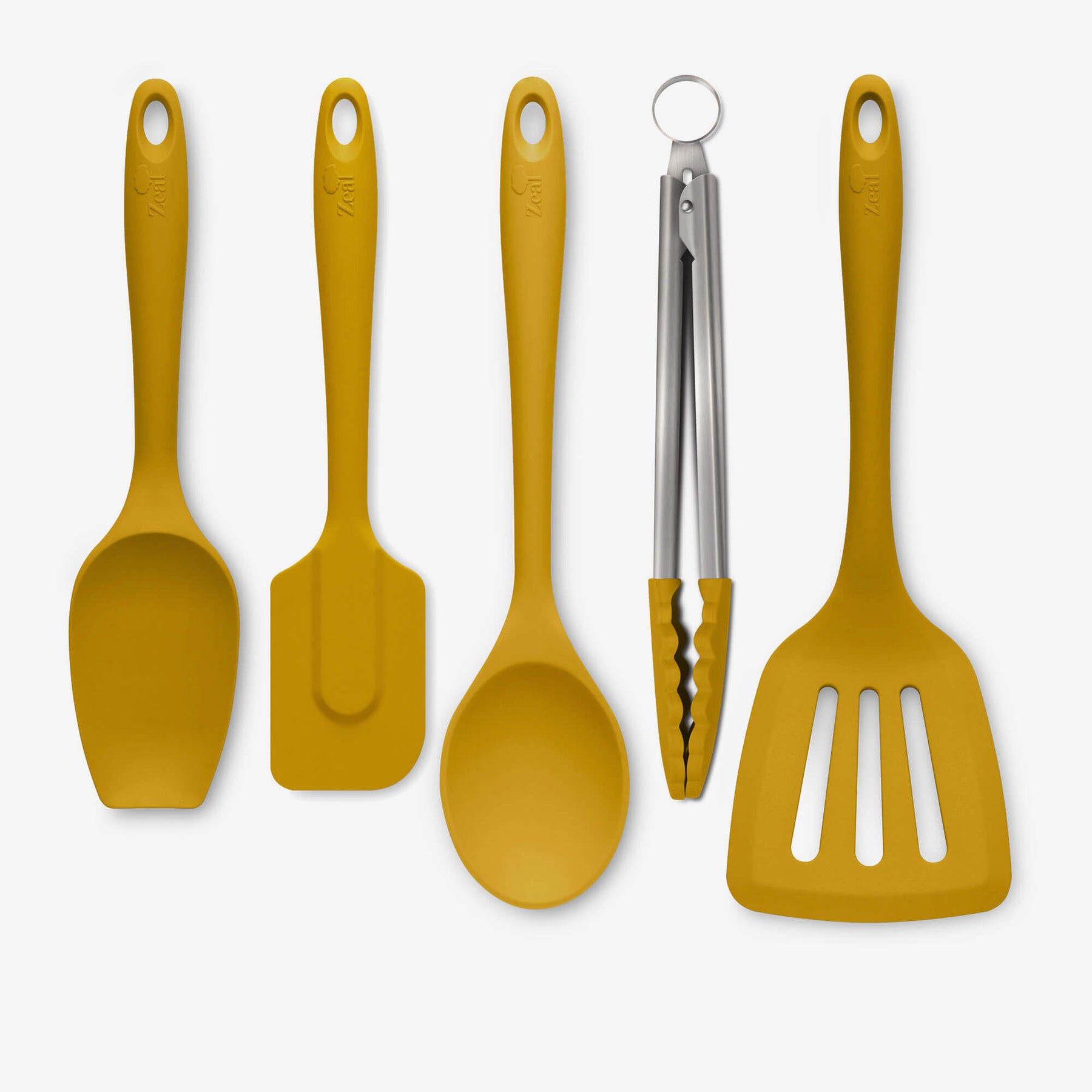 Silicone Kitchen Tongs, Slotted Turner, Spoon, Spatula Spoon & Spatula Set