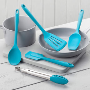 Silicone Kitchen Tongs, Slotted Turner, Spoon, Spatula Spoon & Spatula Set