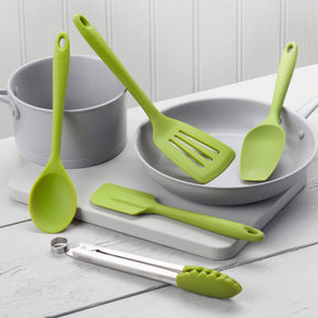 Silicone Kitchen Tongs, Slotted Turner, Spoon, Spatula Spoon & Spatula Set